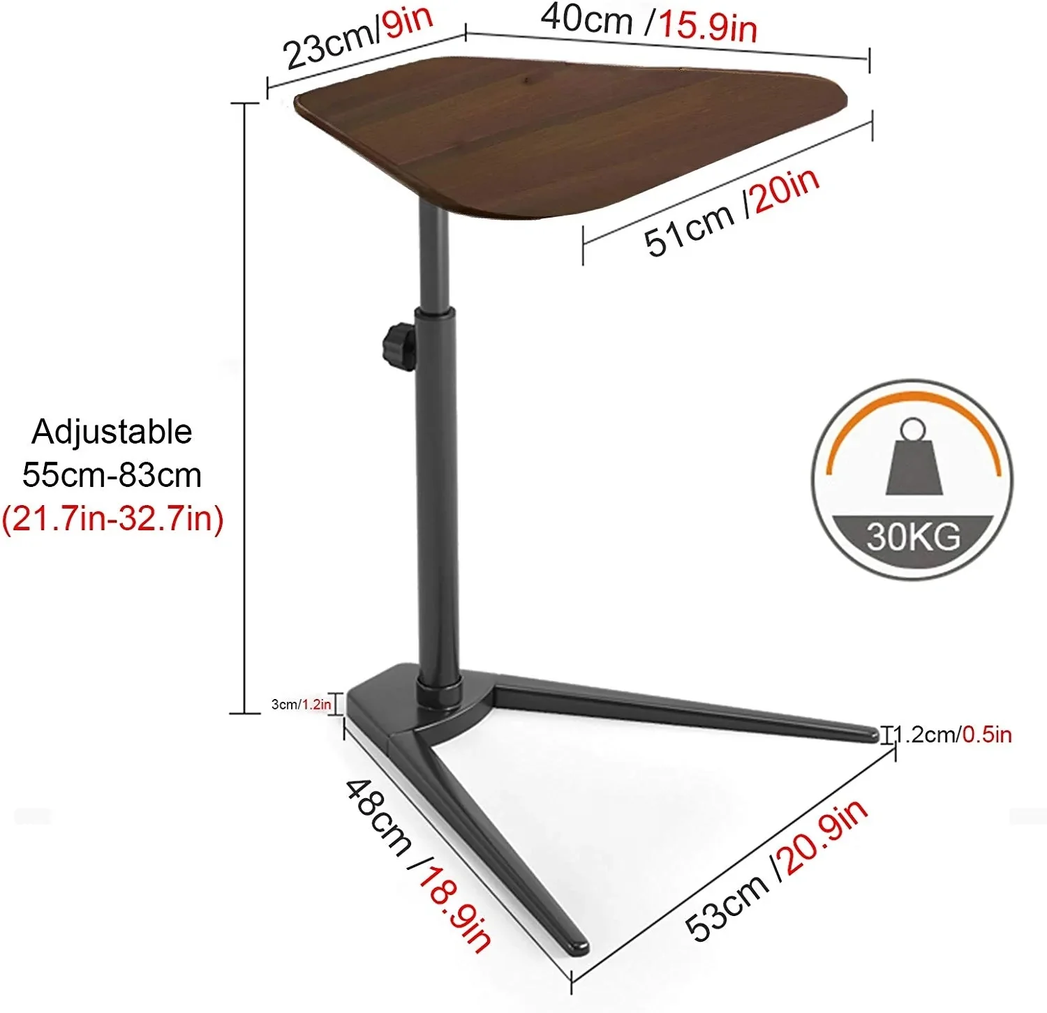 Height Adjustable C Shape Sofa Side Table - Image 4