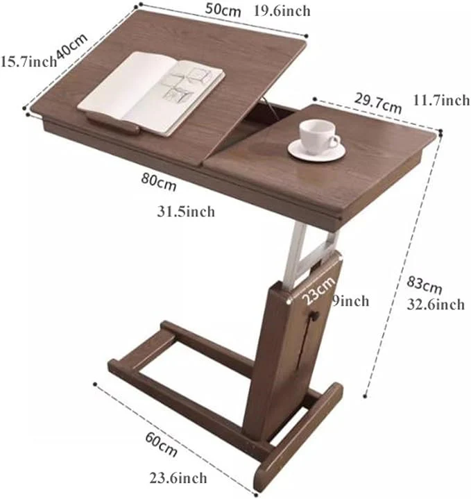 Height Adjustable C Shaped End Table with Tiltable Table Top - Image 10