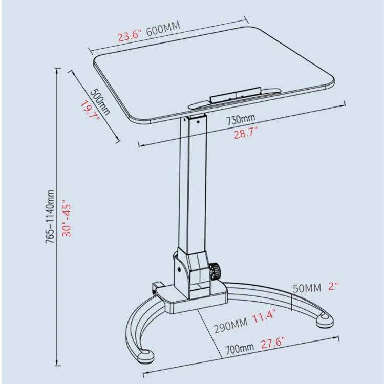 Height Adjustable Foldable Mobile Standing Desk - Image 4