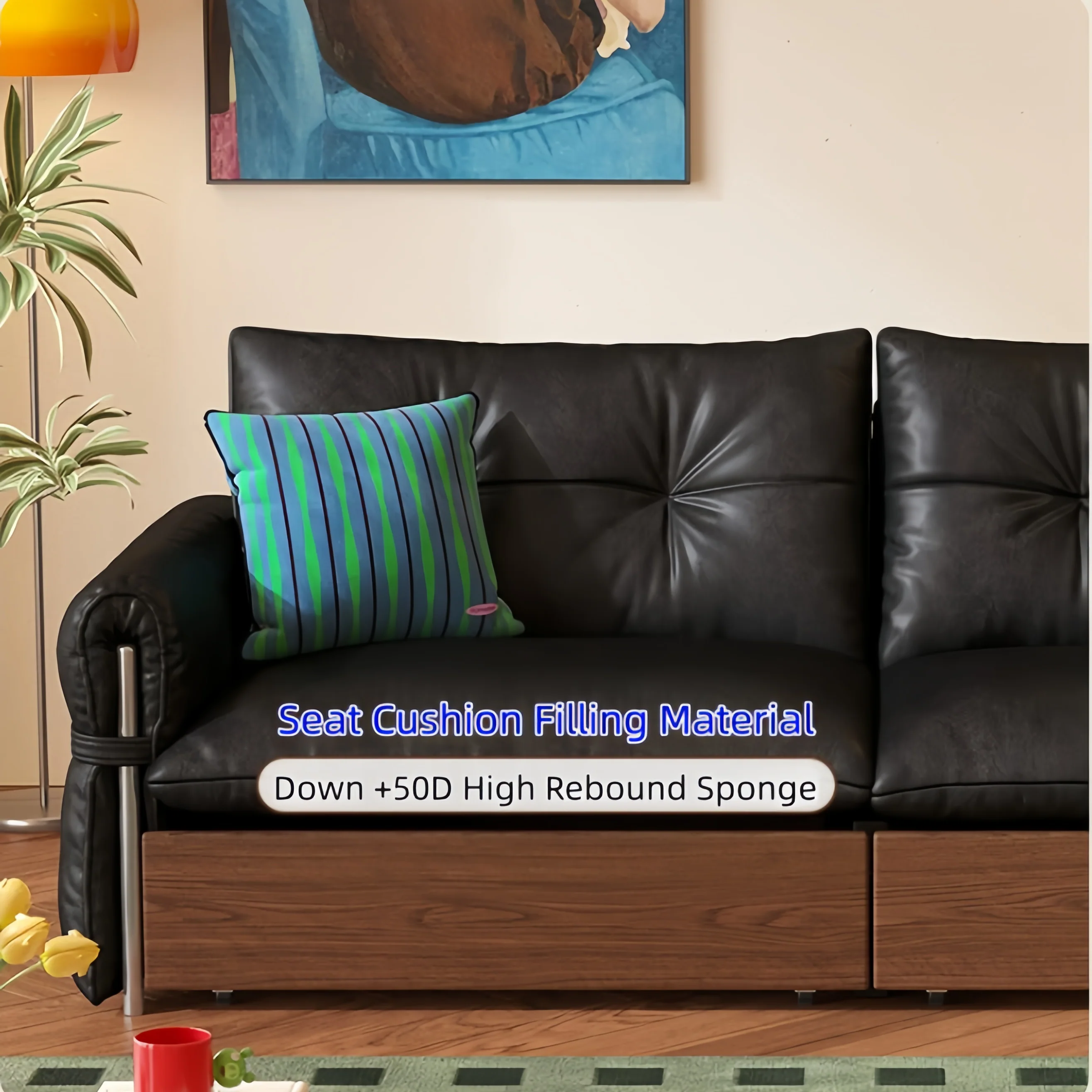 HERBURN 4-in-1 Oil Wax Leather Convertible Sofa Bed - Image 7