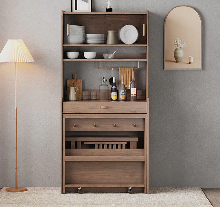 Hutch Cabinet with Extendable Table and Folding Chairs - Image 2