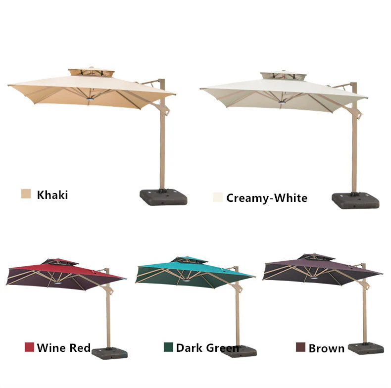 Hydraulic Instant Open and Close 360 Degree Rotating Fully Aluminum Alloy Patio Umbrella with LED Light and Water Sand Tank Base - Image 8
