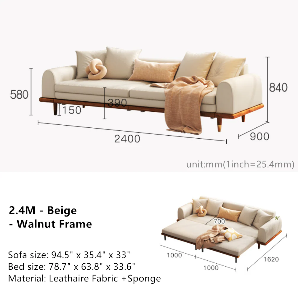 Japandi Minimalism Solid Wood Sofa Bed - Image 11