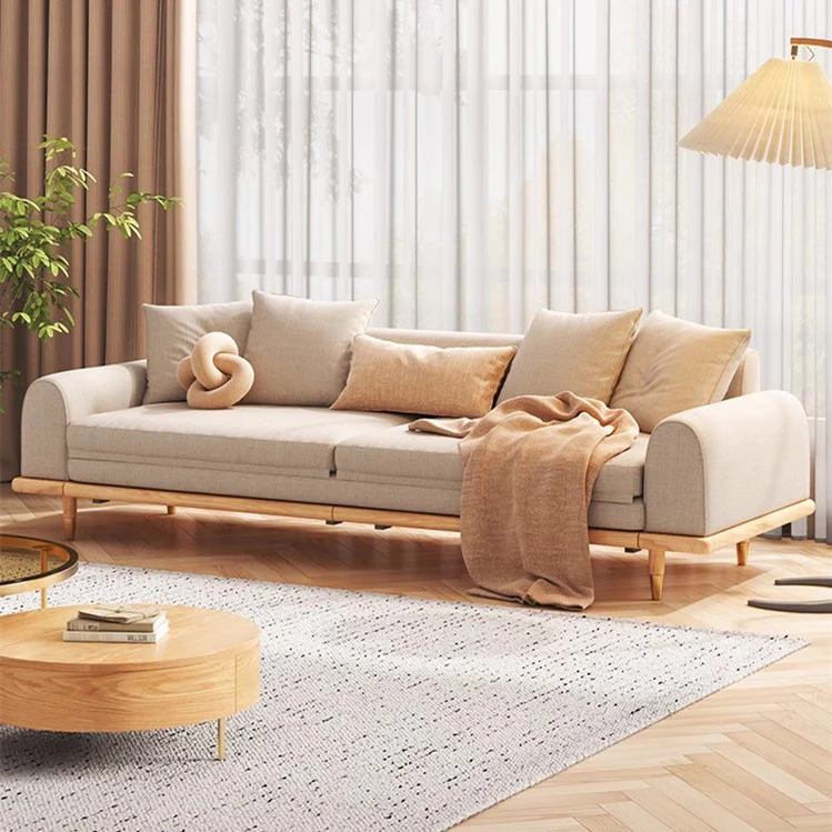 Japandi Minimalism Solid Wood Sofa Bed - Image 2