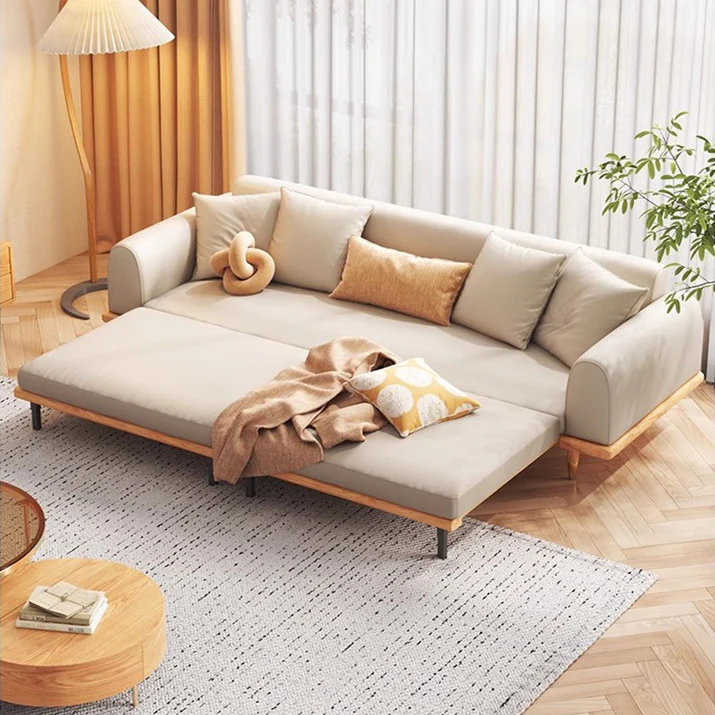 Japandi Minimalism Solid Wood Sofa Bed - Image 5