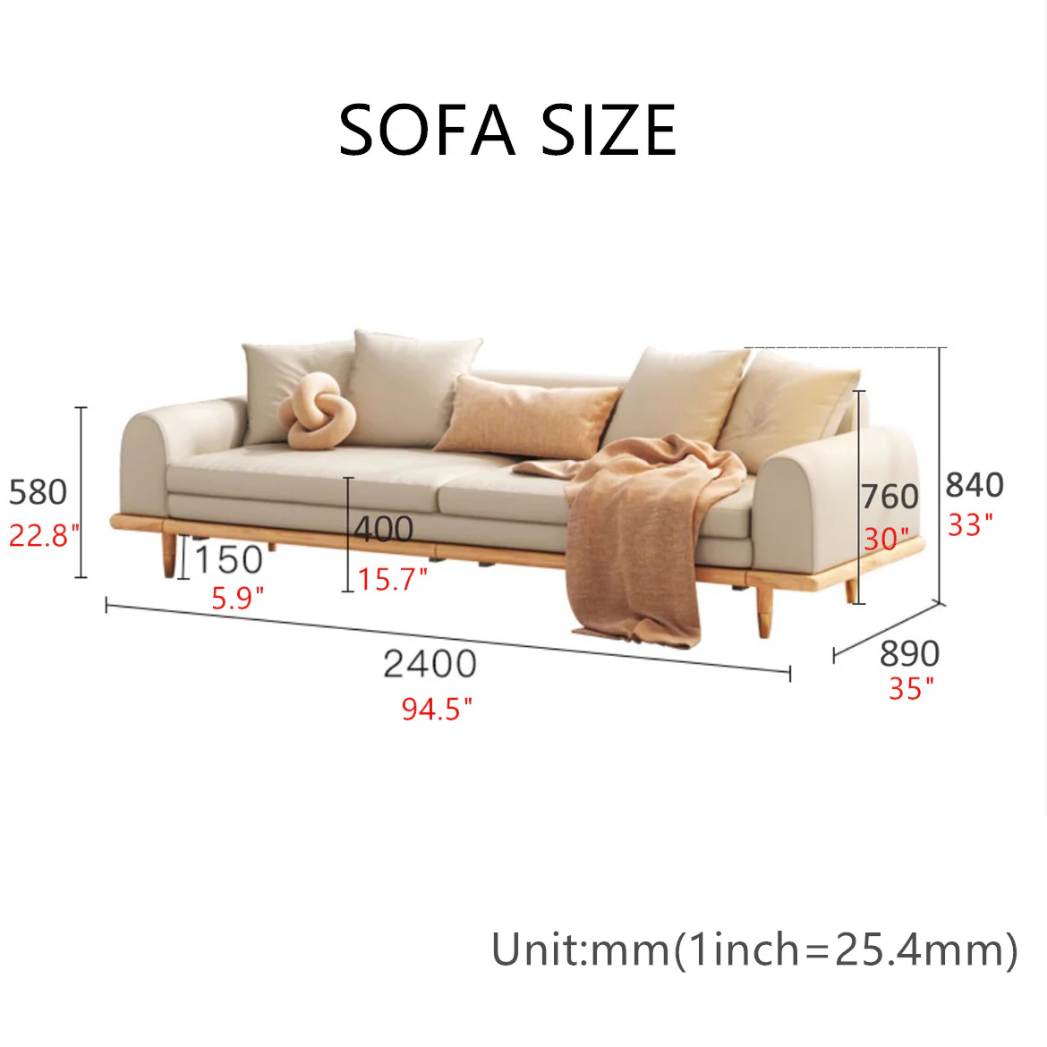 Japandi Minimalism Solid Wood Sofa Bed - Image 6