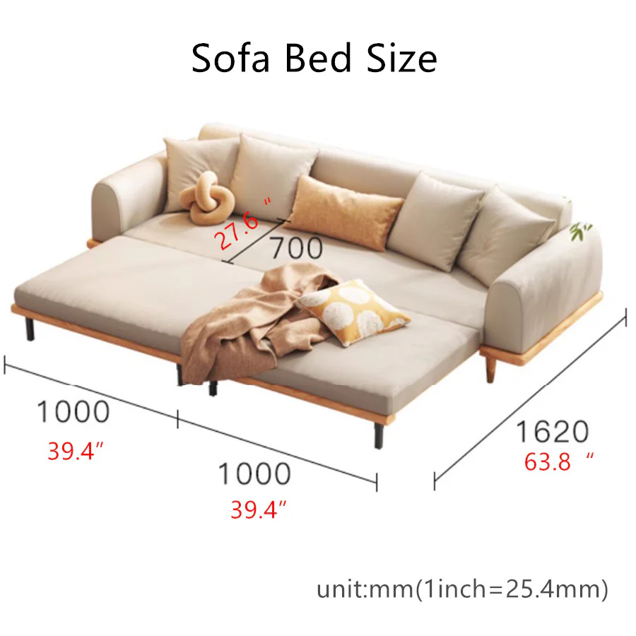 Japandi Minimalism Solid Wood Sofa Bed - Image 7