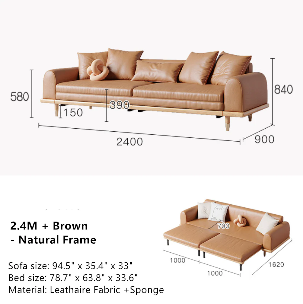 Japandi Minimalism Solid Wood Sofa Bed - Image 9