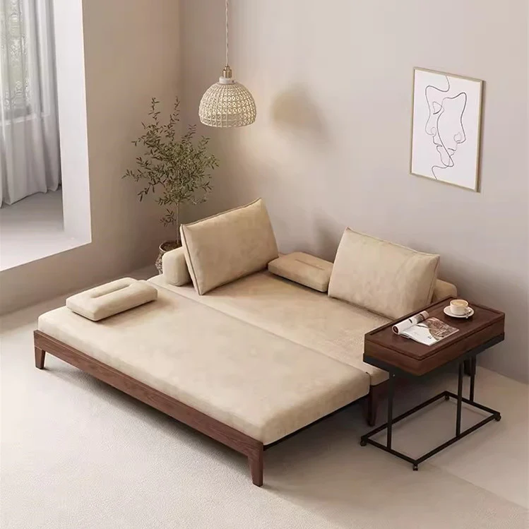 Japandi Movable Back Cushions Pull Out Sofa Bed - Image 11