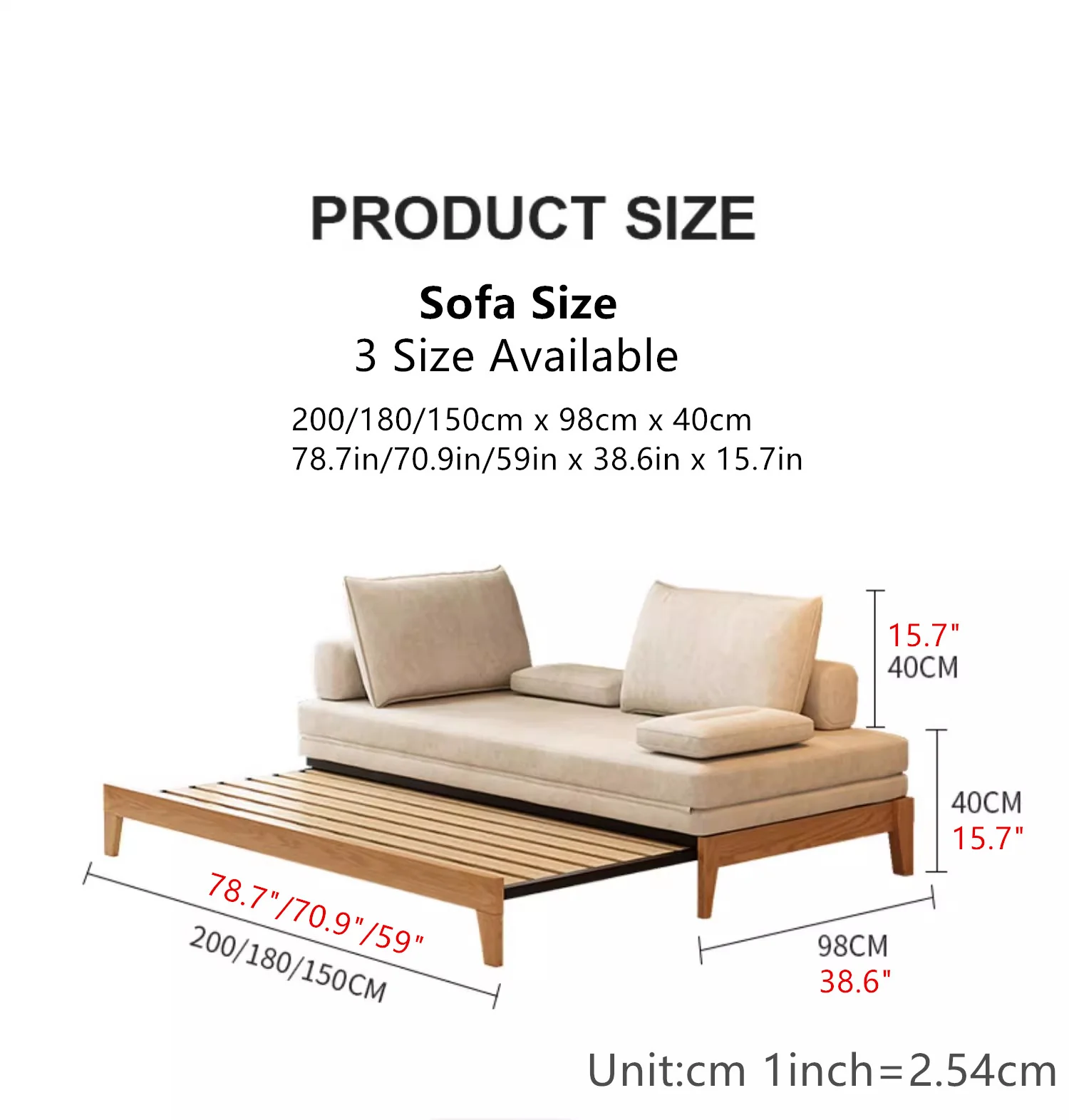 Japandi Movable Back Cushions Pull Out Sofa Bed - Image 12