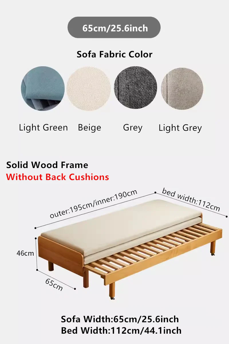 Japandi Pull Out Solid Beech Wood Day Bed - Image 12