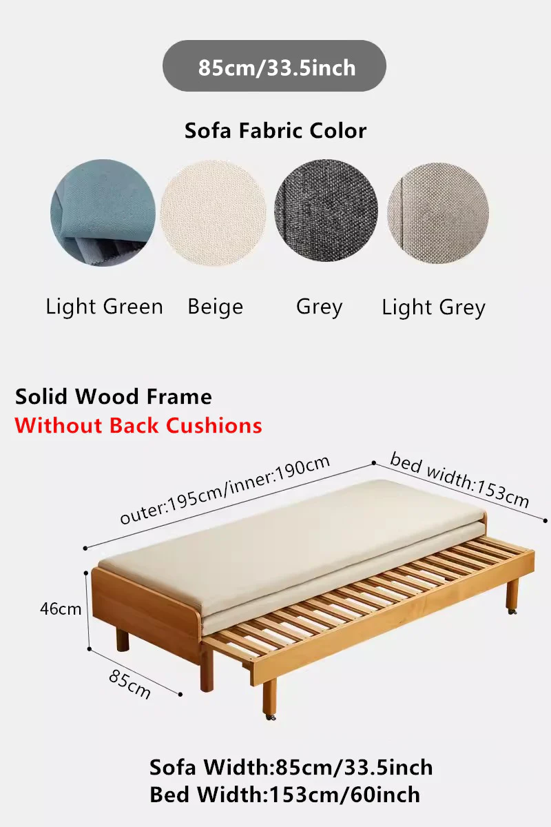Japandi Pull Out Solid Beech Wood Day Bed - Image 8