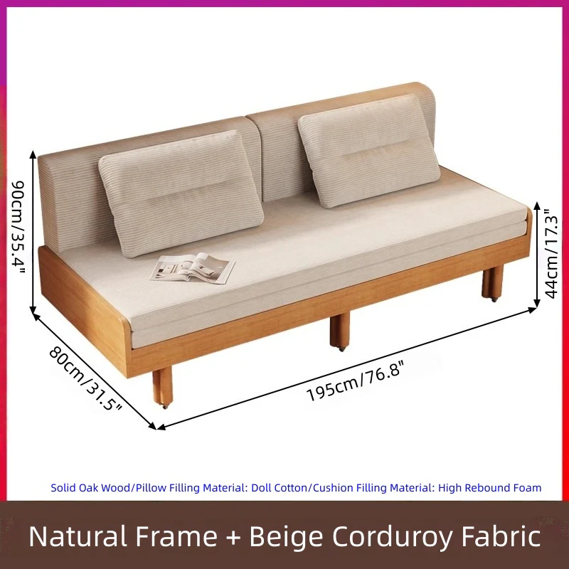 Japandi Solid Oak Wood Frame Pull-Out Day Bed - Image 11