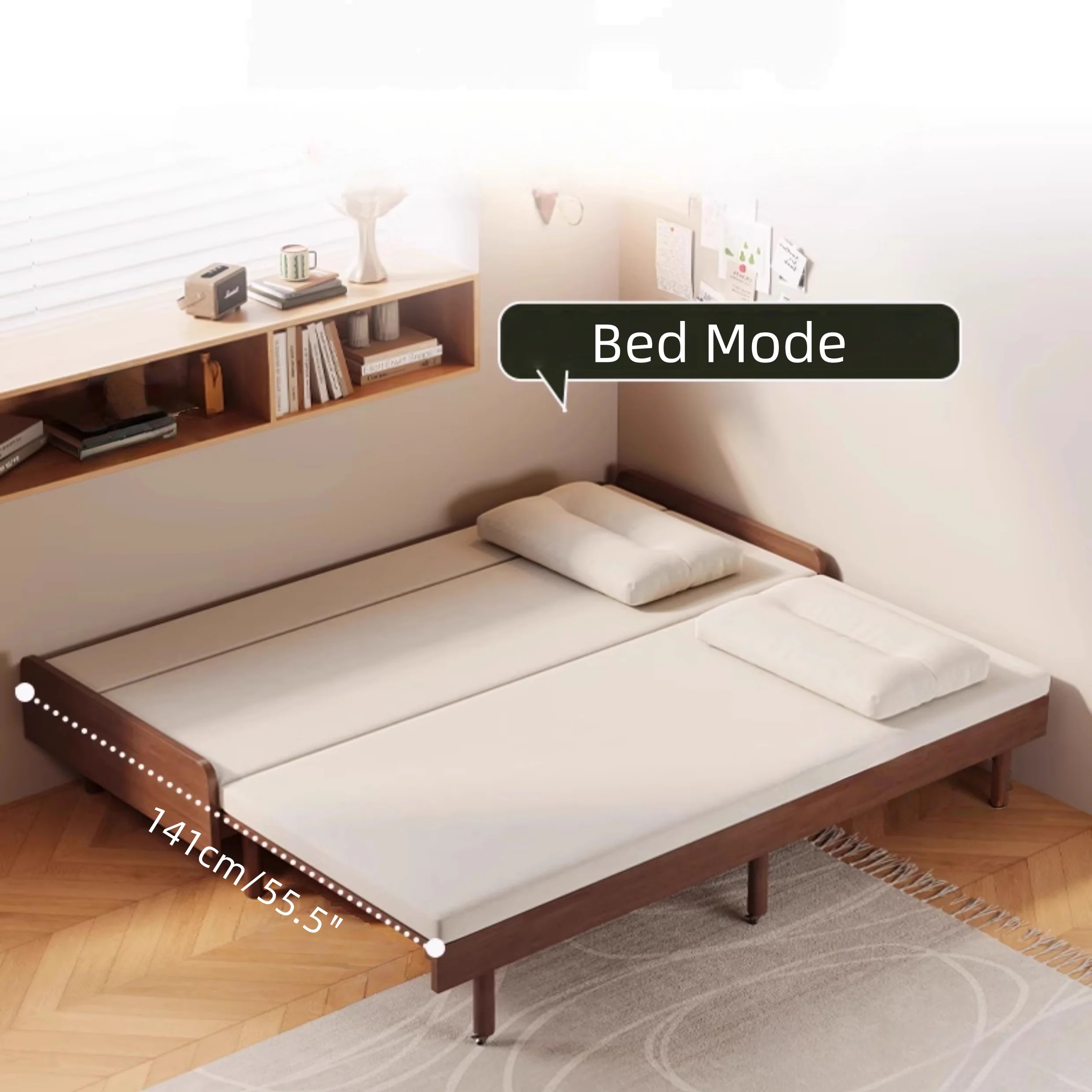 Japandi Solid Oak Wood Frame Pull-Out Day Bed - Image 5