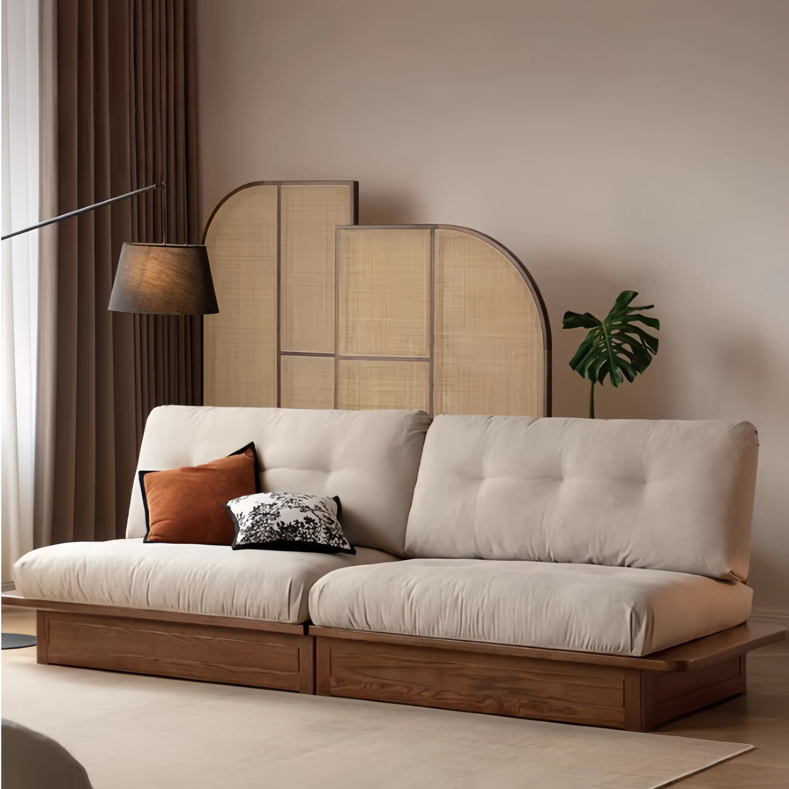 Japandi Solid Oak Wood Frame Sofa with Large Under-Seat Storage - Image 2