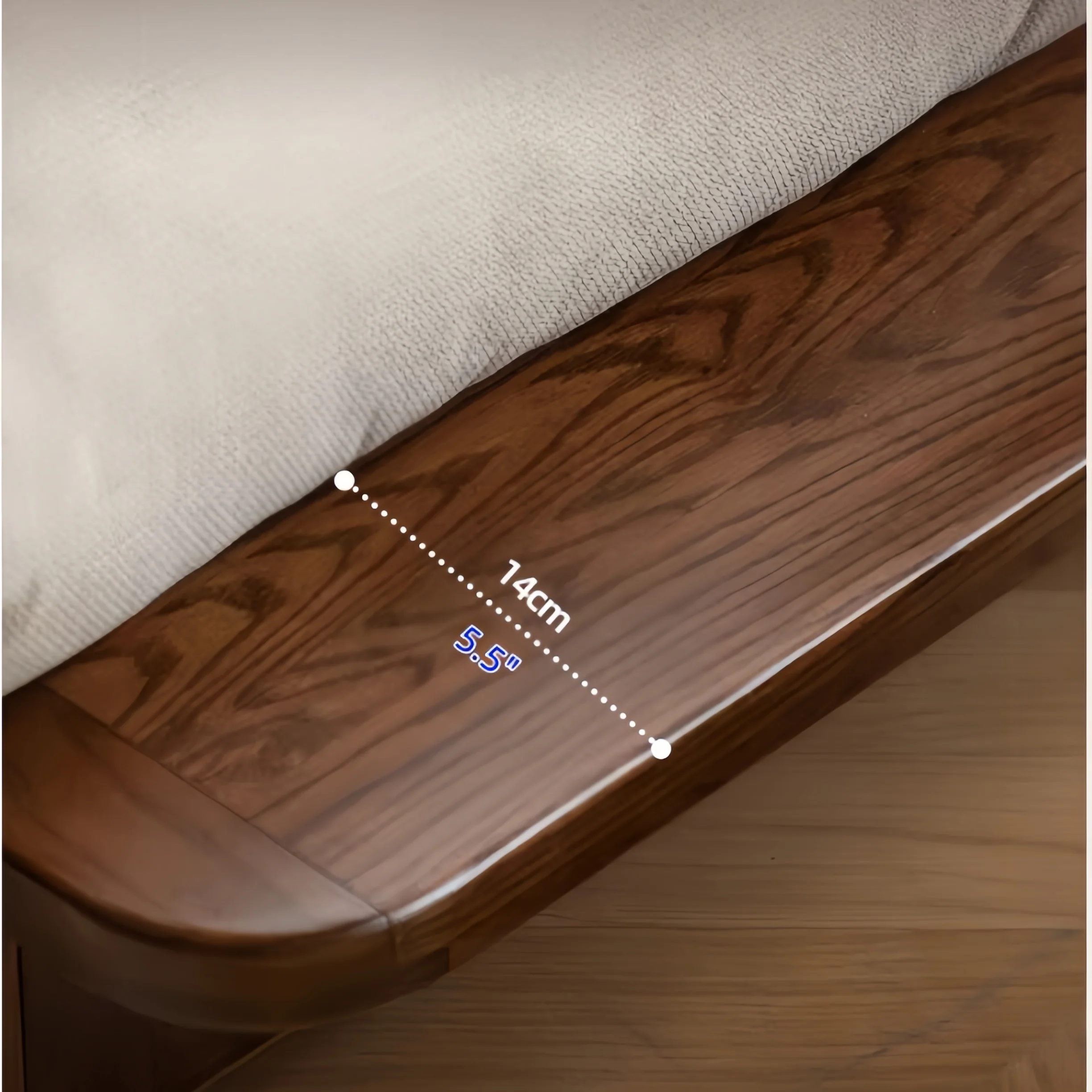 Japandi Solid Oak Wood Frame Sofa with Large Under-Seat Storage - Image 4