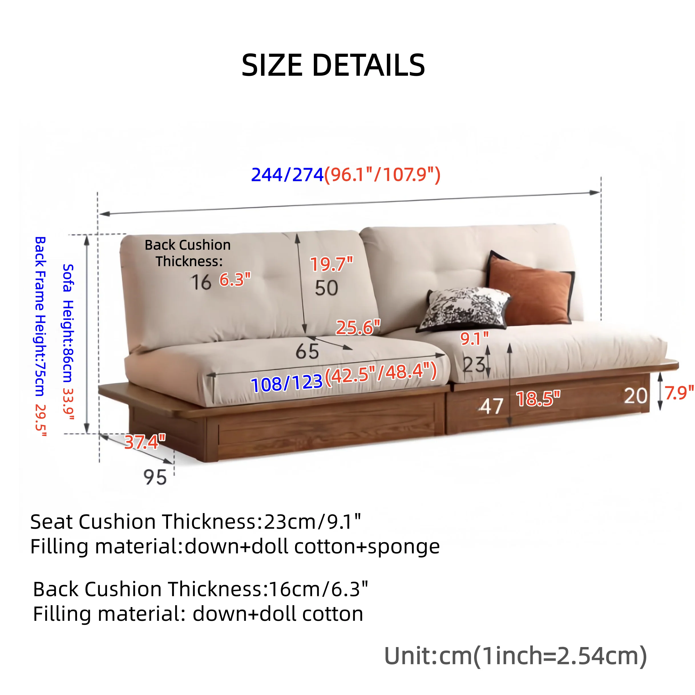 Japandi Solid Oak Wood Frame Sofa with Large Under-Seat Storage - Image 8