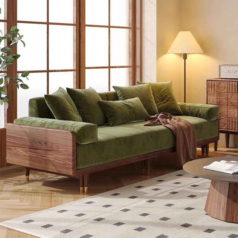 Japandi Solid Wood Frame Sofa Bed - Image 10