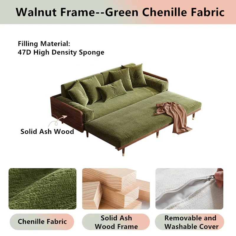 Japandi Solid Wood Frame Sofa Bed - Image 15