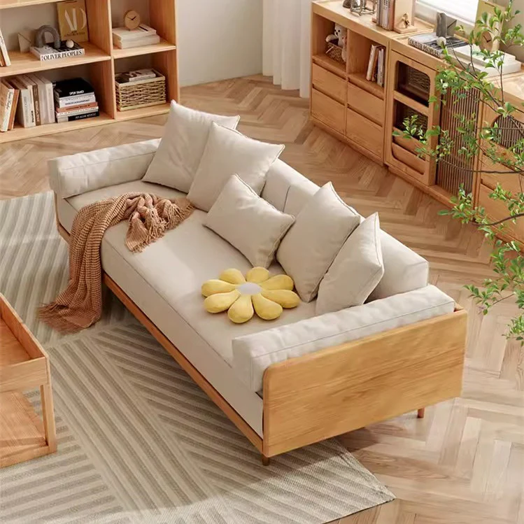 Japandi Solid Wood Frame Sofa Bed - Image 3