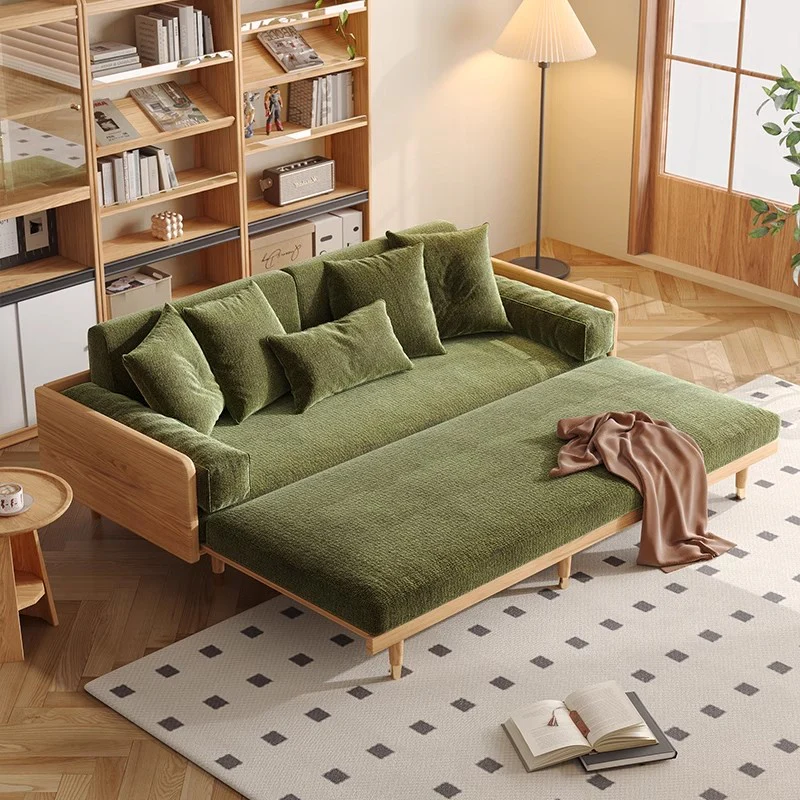Japandi Solid Wood Frame Sofa Bed - Image 8