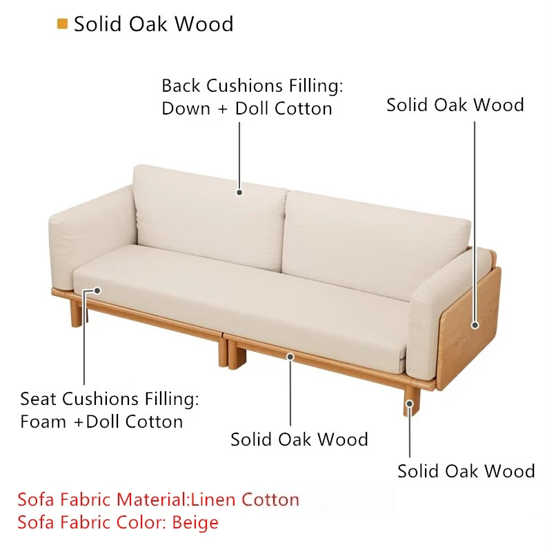 Japandi Solid Wood  Sofa Bed - Image 12