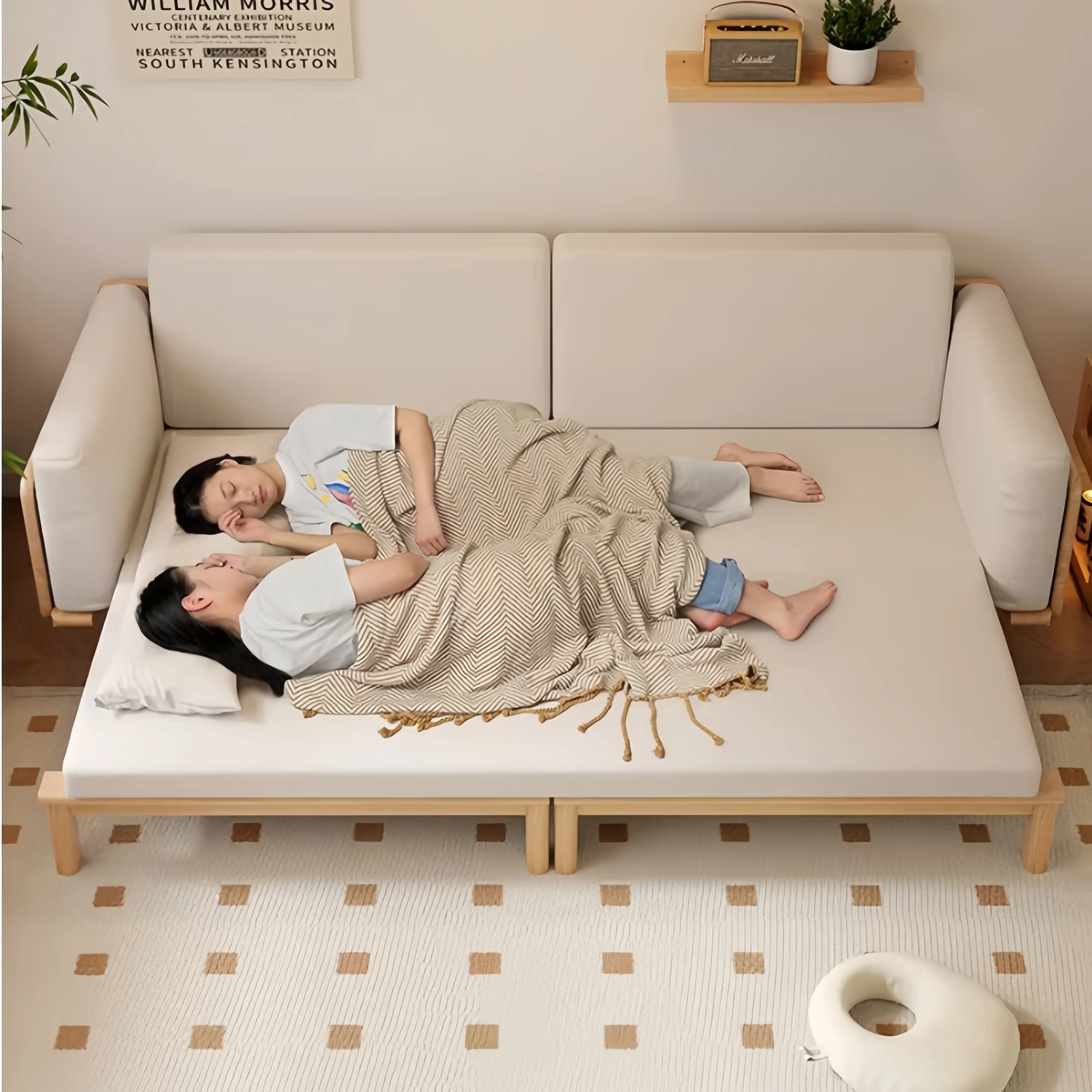Japandi Solid Wood  Sofa Bed - Image 4