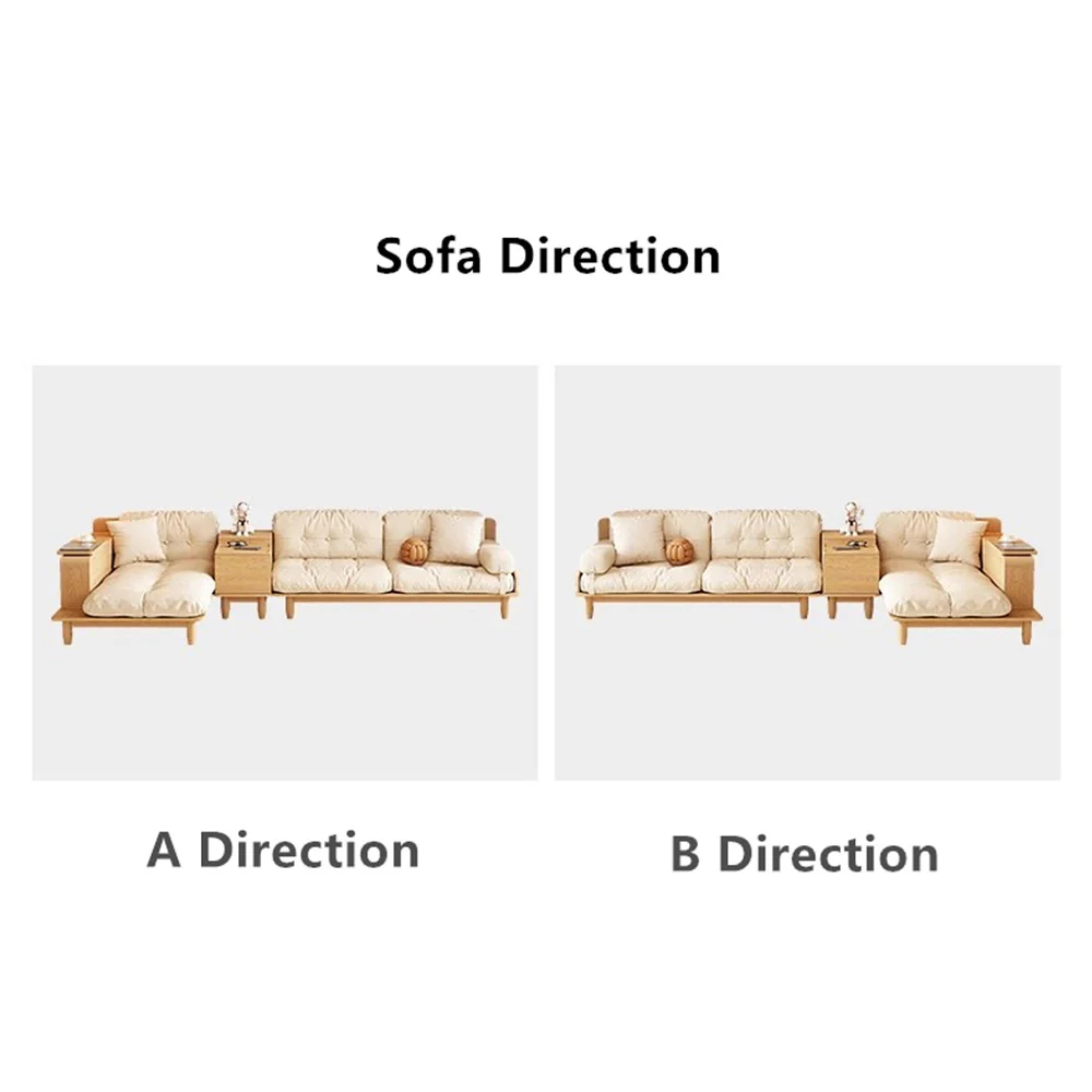 Japandi Solid Wood Sofa With Rotating Armrest Tray and Liftable End Table - Image 11
