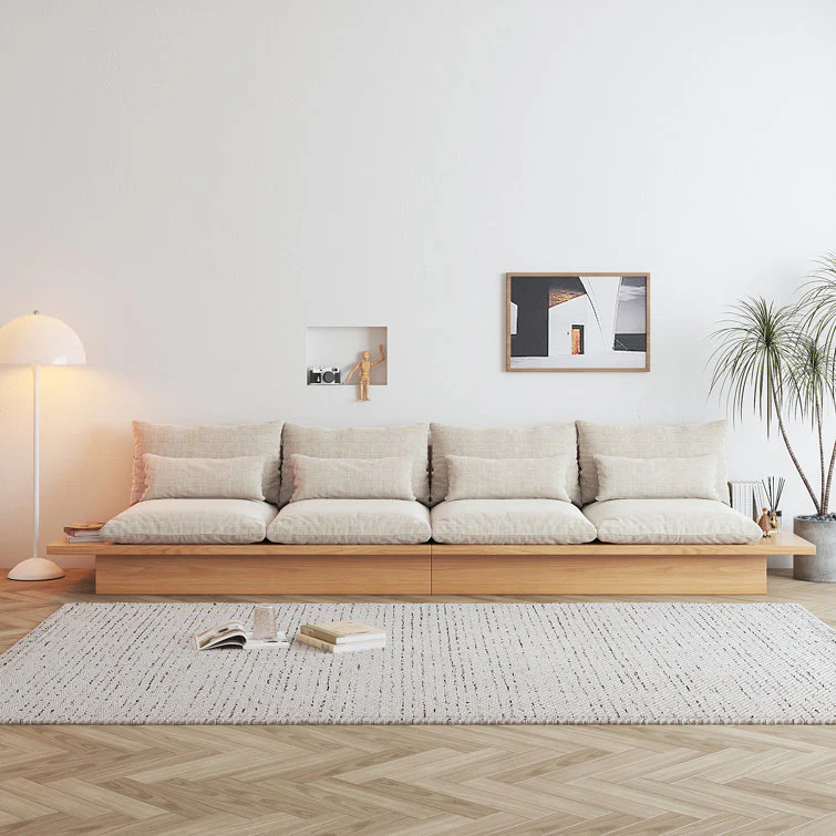 Japandi Solid Wood Sofa with Storage Underneath - Image 6