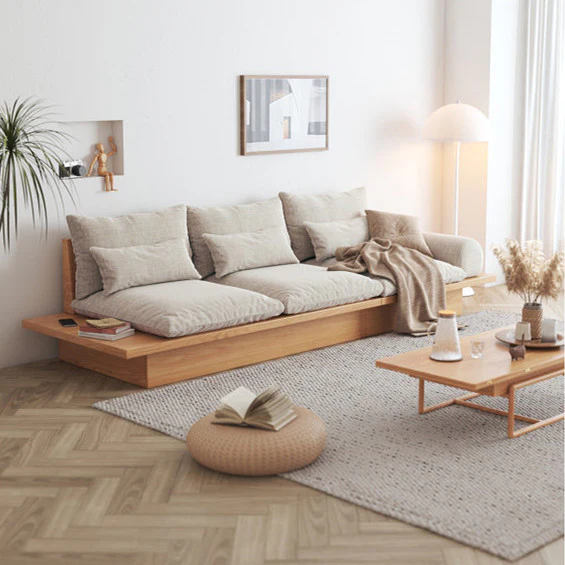 Japandi Solid Wood Sofa with Storage Underneath - Image 7