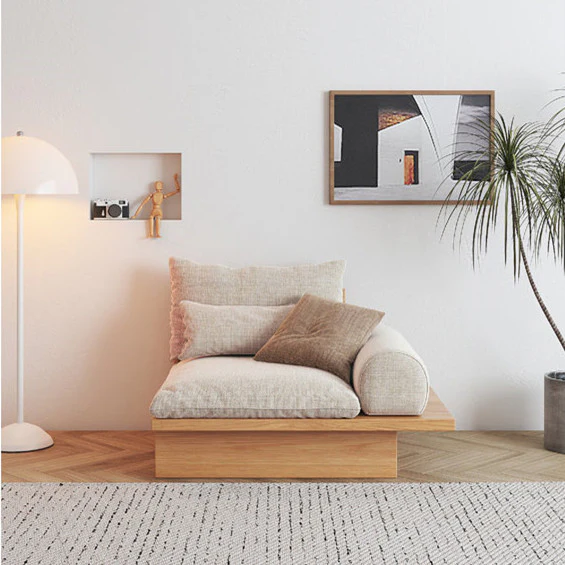 Japandi Solid Wood Sofa with Storage Underneath - Image 8