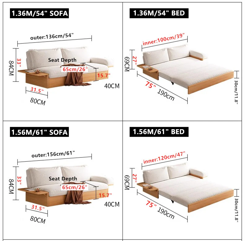 Japandi Teddy Plush Fabric Sofa Bed with Storage - Image 6