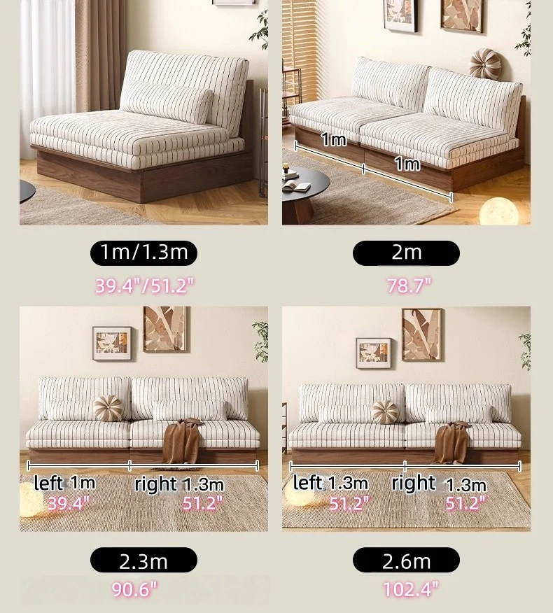 Japandi YUNJIAN Pull Out Solid Wood Frame Sofa Bed - Image 10