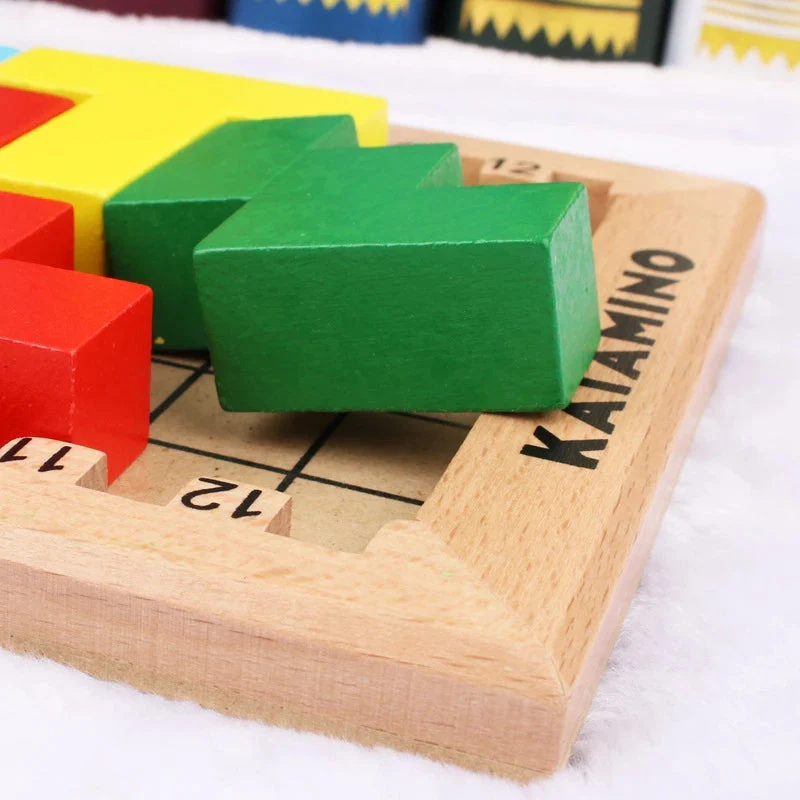 Kids 3D Katamino Wooden Color Building Blocks Puzzle Toys - Image 3
