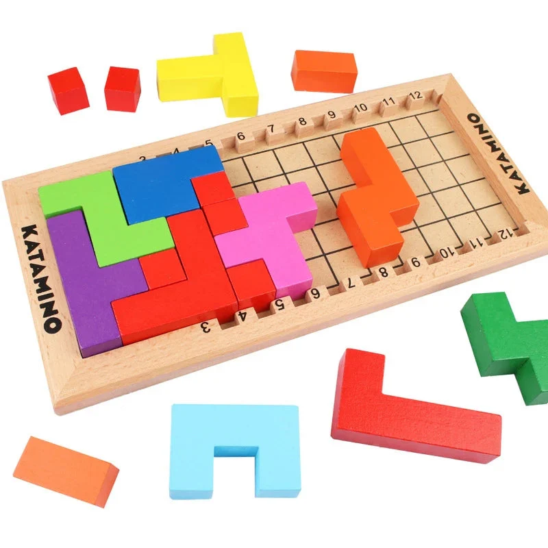 Kids 3D Katamino Wooden Color Building Blocks Puzzle Toys - Image 5