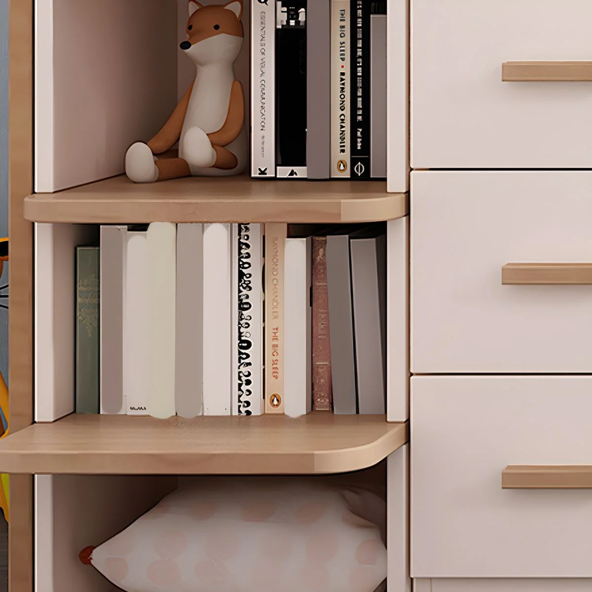 Kids Wood Loft Bed With Small Pull-Out Desk and Wardrobe and Storage Cabinet - Image 9