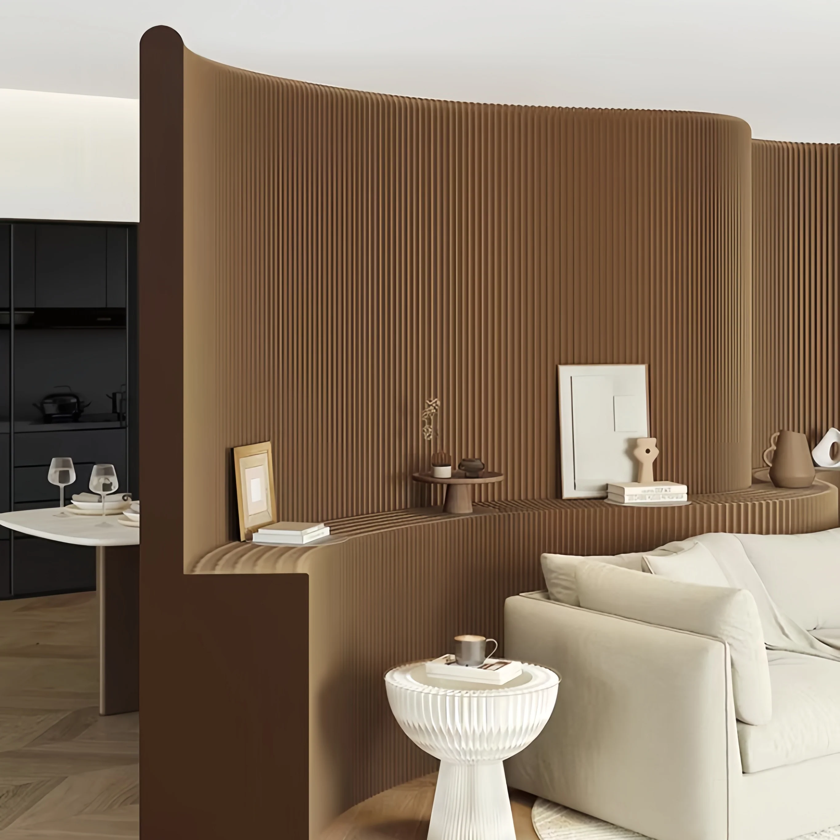 Kraft Paper Wall Divider with Display Rack - Image 10