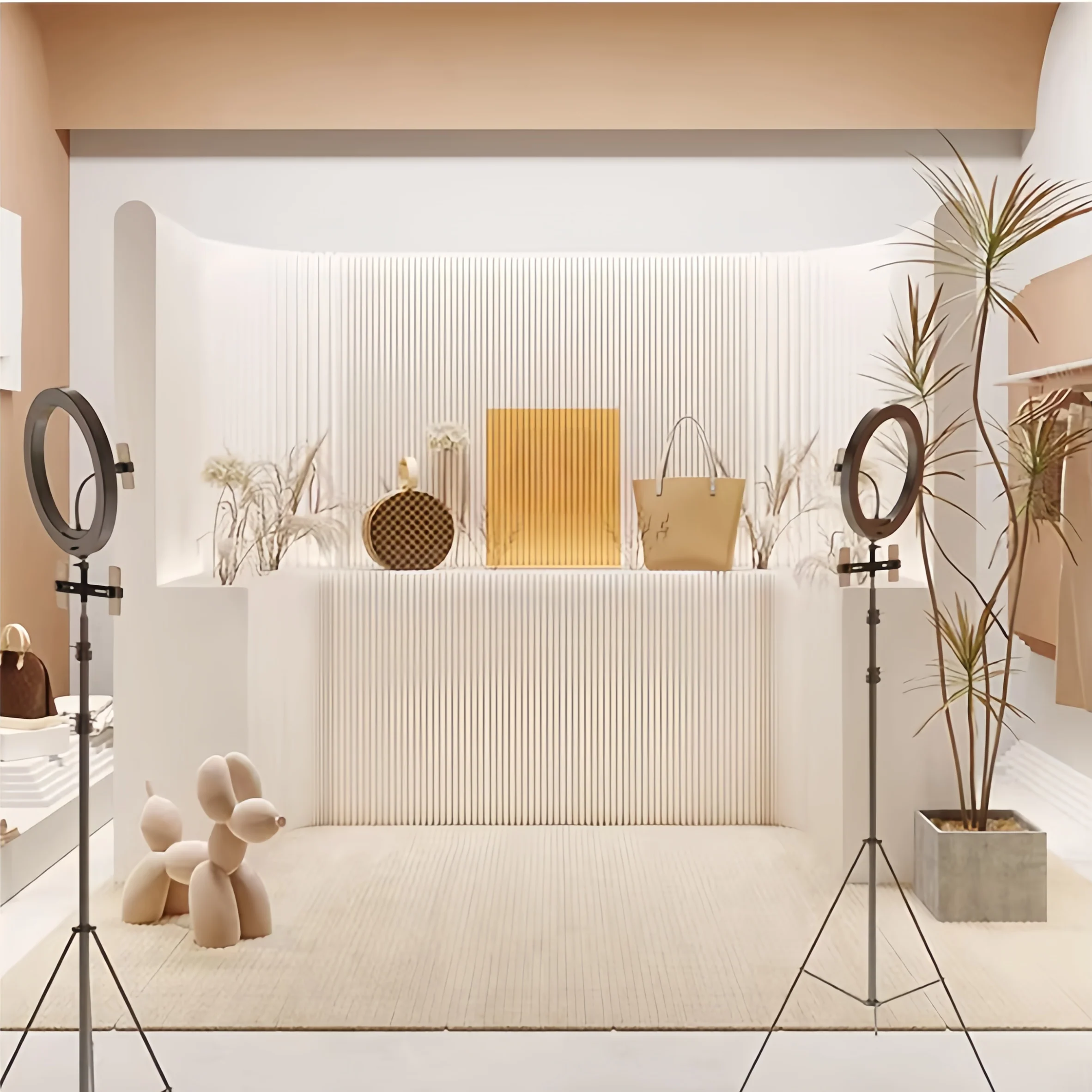 Kraft Paper Wall Divider with Display Rack - Image 16