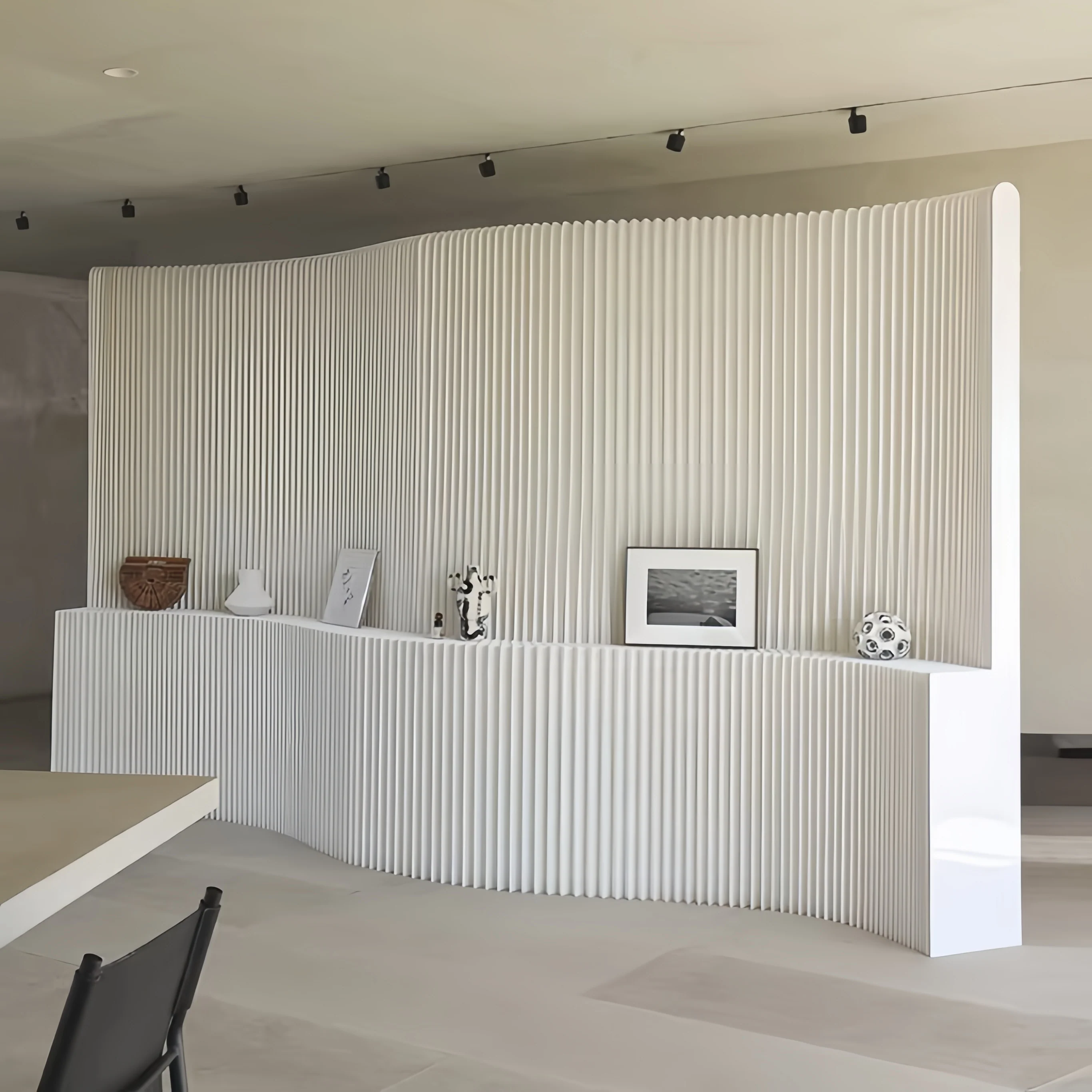 Kraft Paper Wall Divider with Display Rack - Image 4