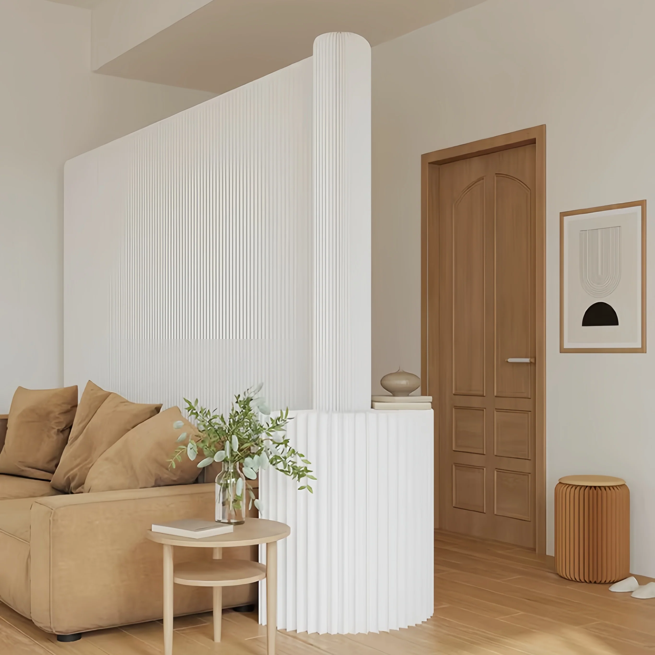 Kraft Paper Wall Divider with Display Rack - Image 7