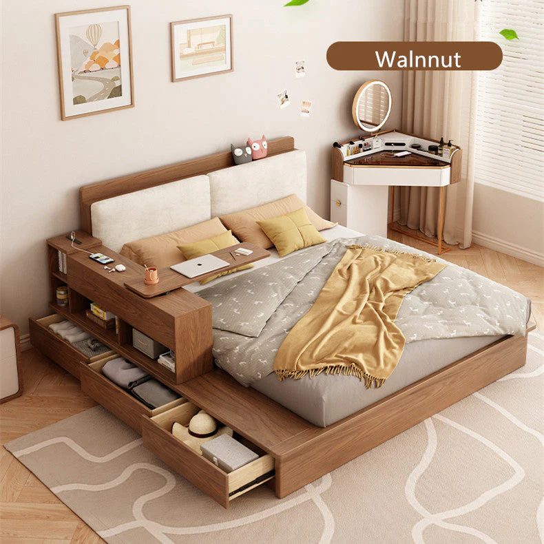 Lift Up Storage Bed With Rotating Desk and Drawers - Image 3