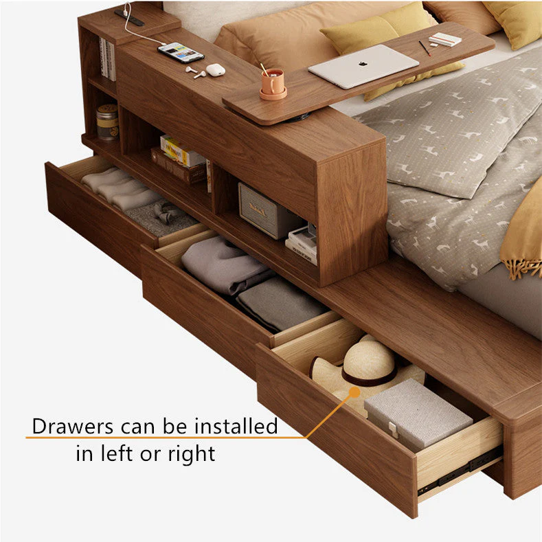Lift Up Storage Bed With Rotating Desk and Drawers - Image 4