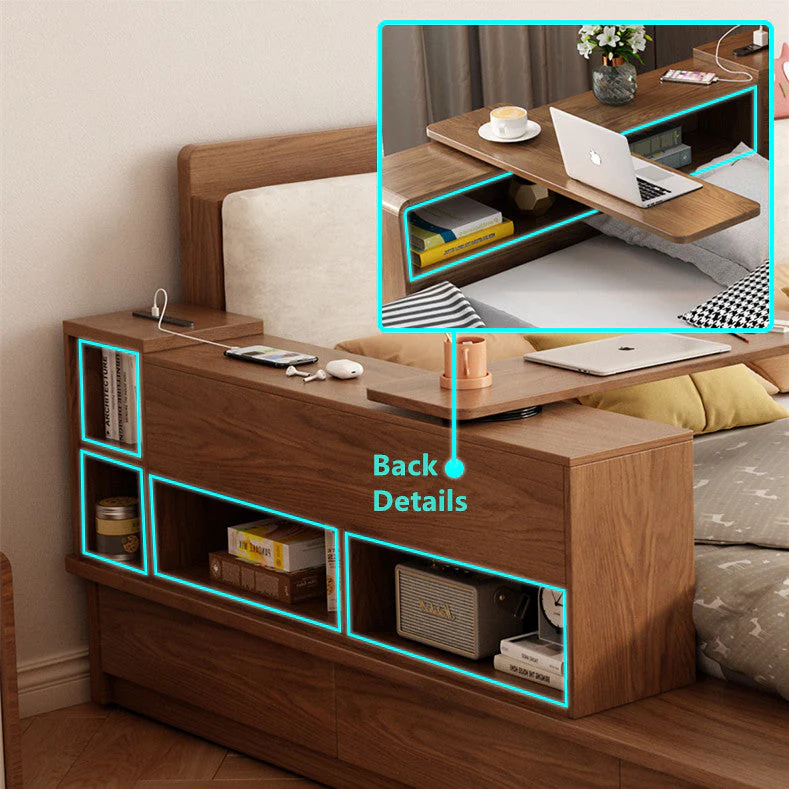 Lift Up Storage Bed With Rotating Desk and Drawers - Image 5