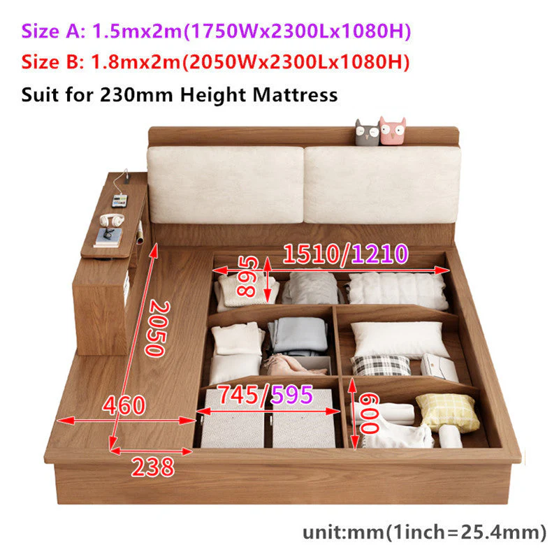 Lift Up Storage Bed With Rotating Desk and Drawers - Image 9