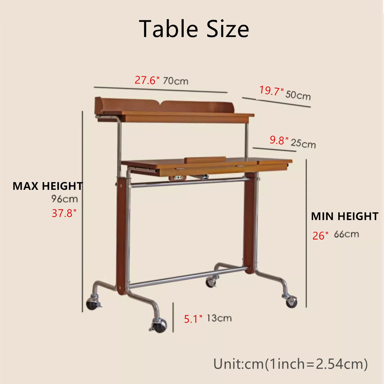 Liftable and Adjustable Desk with Universal Wheels - Image 6