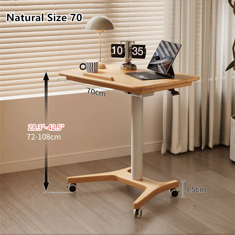 Liftable and Adjustable Solid Wood Laptop Desk with Universal Wheels - Image 12