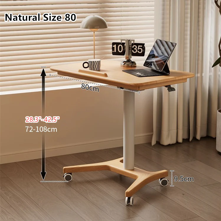 Liftable and Adjustable Solid Wood Laptop Desk with Universal Wheels - Image 13