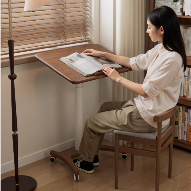 Liftable and Adjustable Solid Wood Laptop Desk with Universal Wheels - Image 3