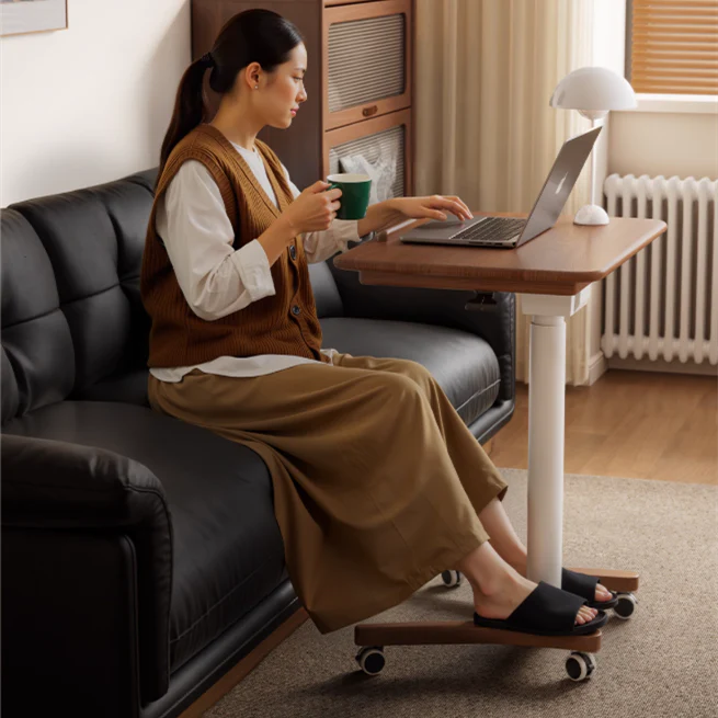 Liftable and Adjustable Solid Wood Laptop Desk with Universal Wheels - Image 4