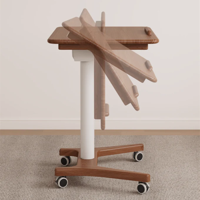 Liftable and Adjustable Solid Wood Laptop Desk with Universal Wheels - Image 5